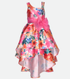 Floral Party Dress for Girls with High Low Skirt in pink