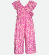 Pink tropical print jumpsuit for girls 