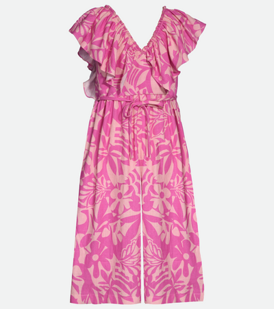Pink tropical print jumpsuit for girls 