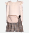 Tween girls knit sweater dress with plaid skirt and matching bag back to school dress for girls 