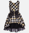girls christmas dresses in gold plaid