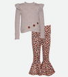 Little girls leopard print bell bottoms and sweater set 