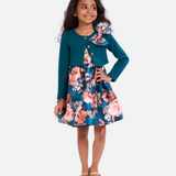 Melody Floral Party Dress with Cardigan - Image 