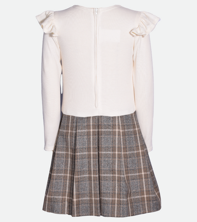 Tween girls knit sweater dress with plaid skirt and matching bag back to school dress for girls 