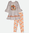 Thanksgiving outfits for girls thanksgiving legging set with pumpkin pattern