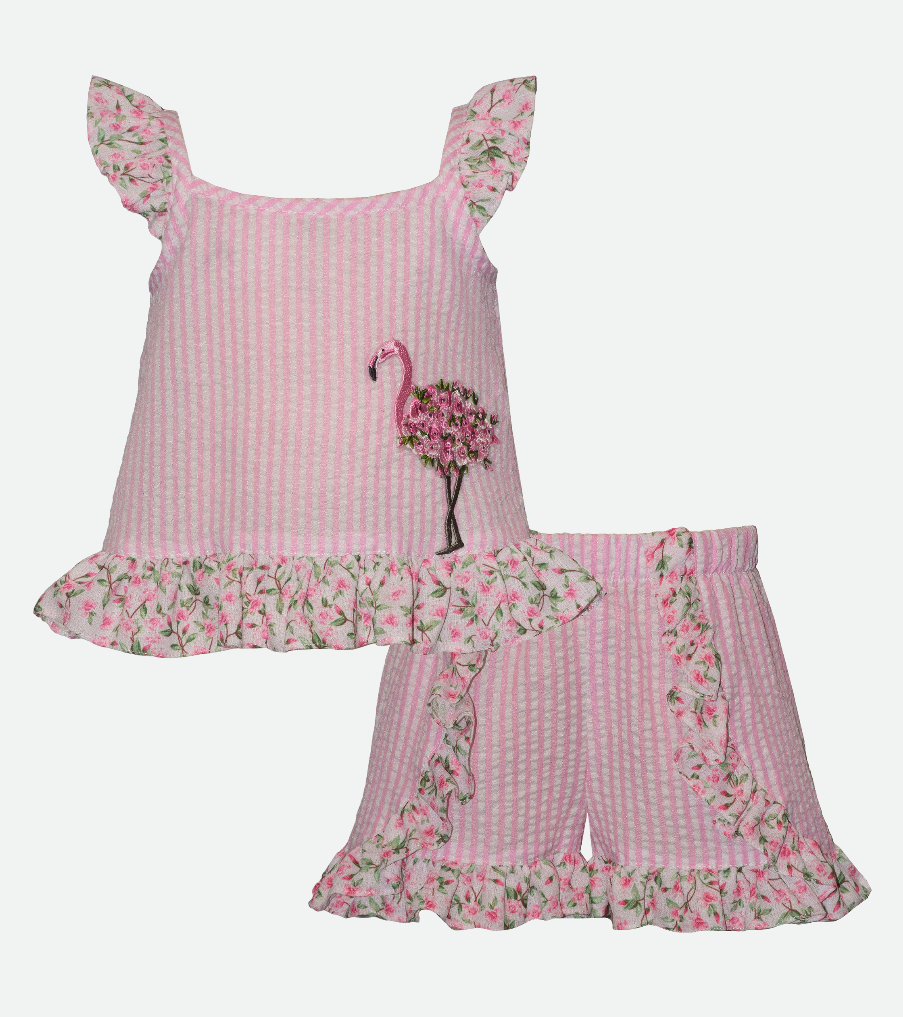 Pink Flamingo Short Set for Baby Girl