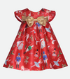 Matching sister christmas dress for baby girl in red with nutcracker print