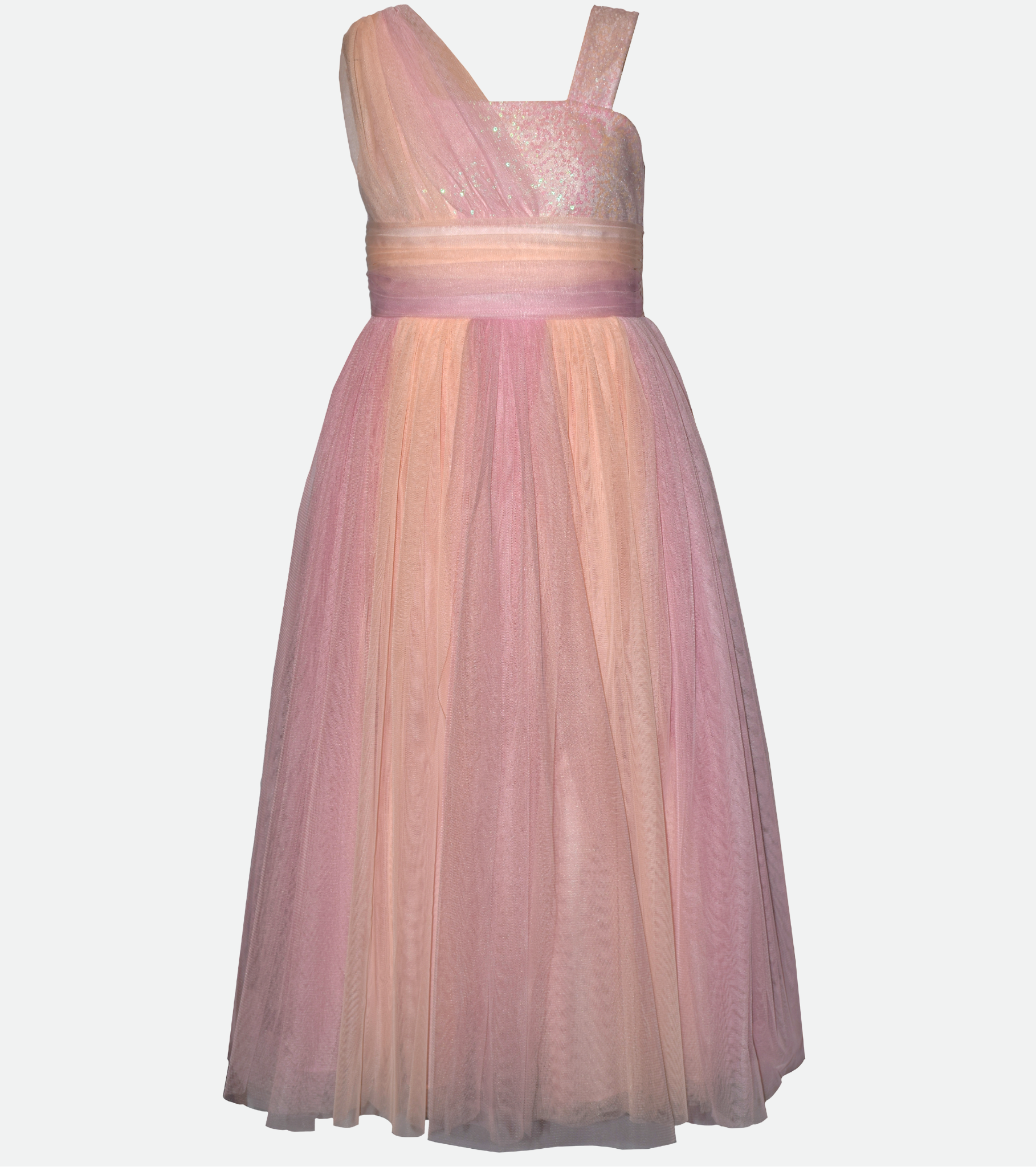 Long Pink Party Dress for Big Girl