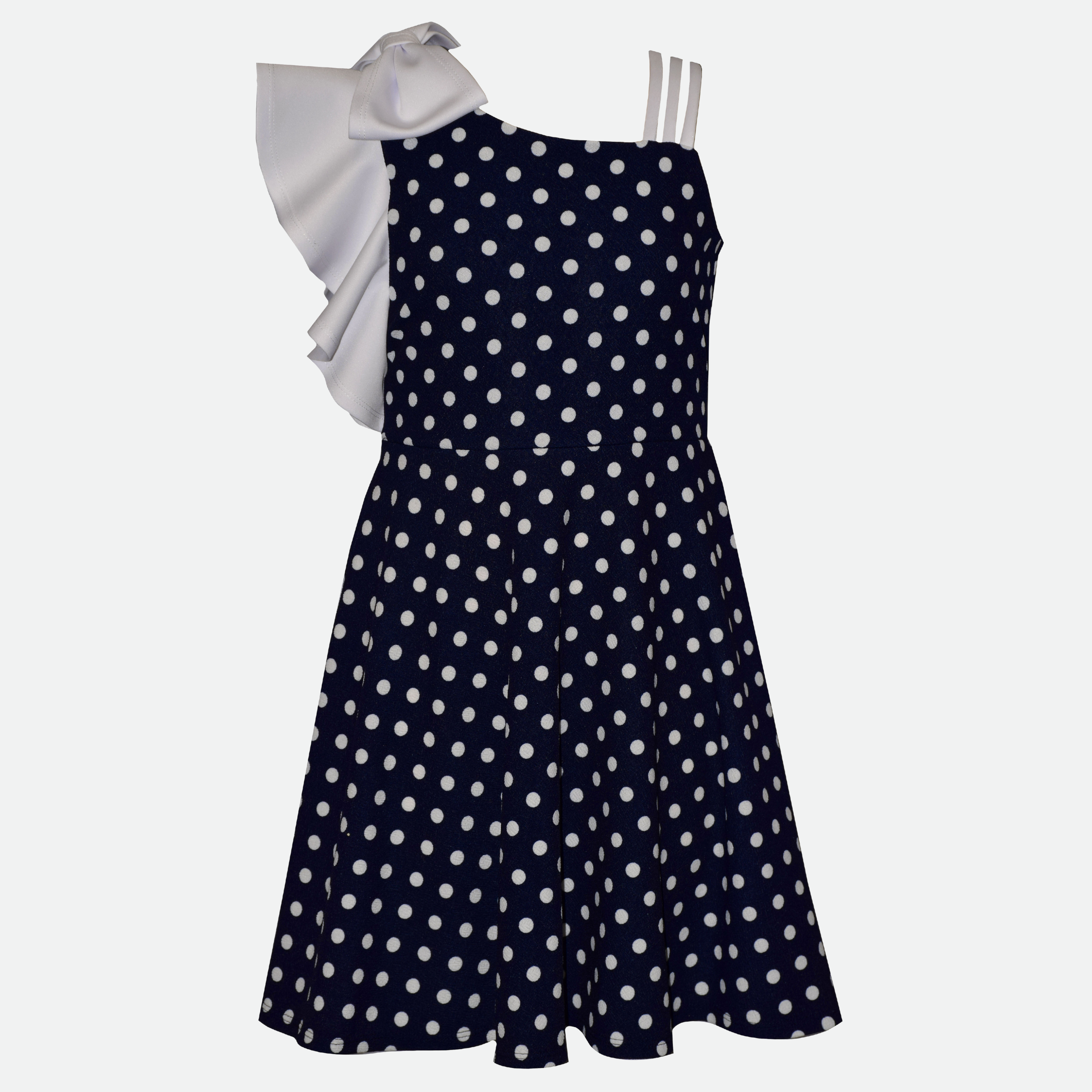 Polka Dot Party Dress for Girls Ruffle Shoulder
