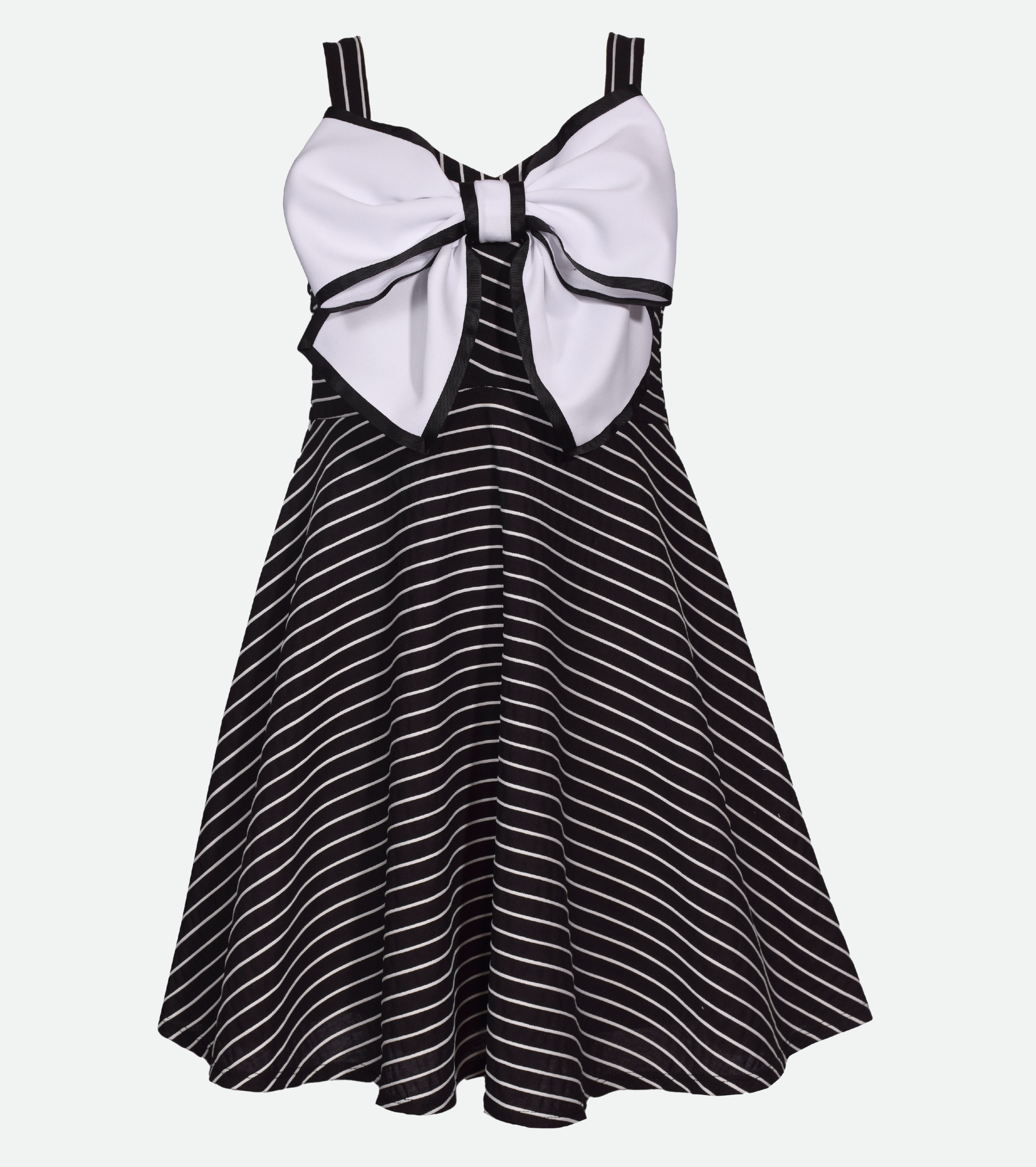 Black and White Striped Dress for Girls