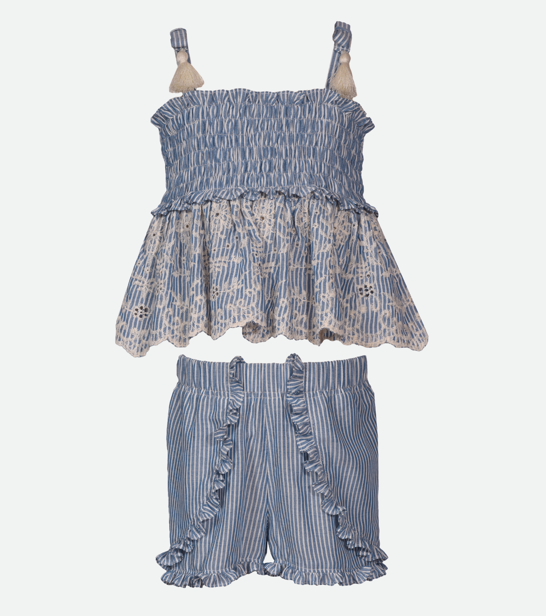 Blue Chambray Short Set for Girls