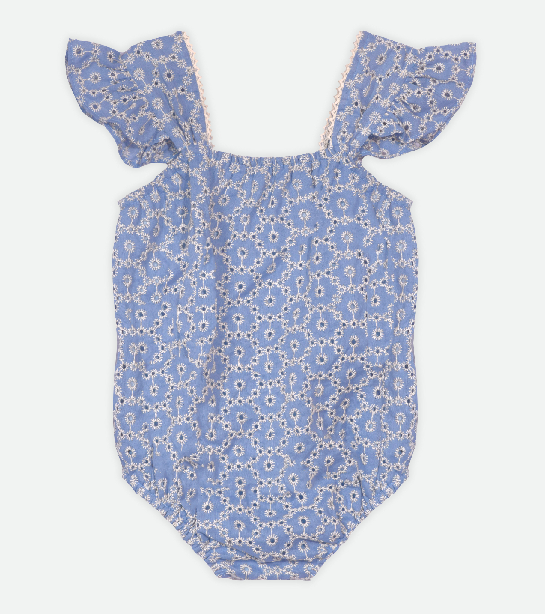 Blue Eyelet Bubble for Baby Girl
