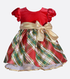 Baby girls Christmas dress red velvet to plaid 