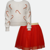 Ellie Candy Cane Skirt Set - Image 
