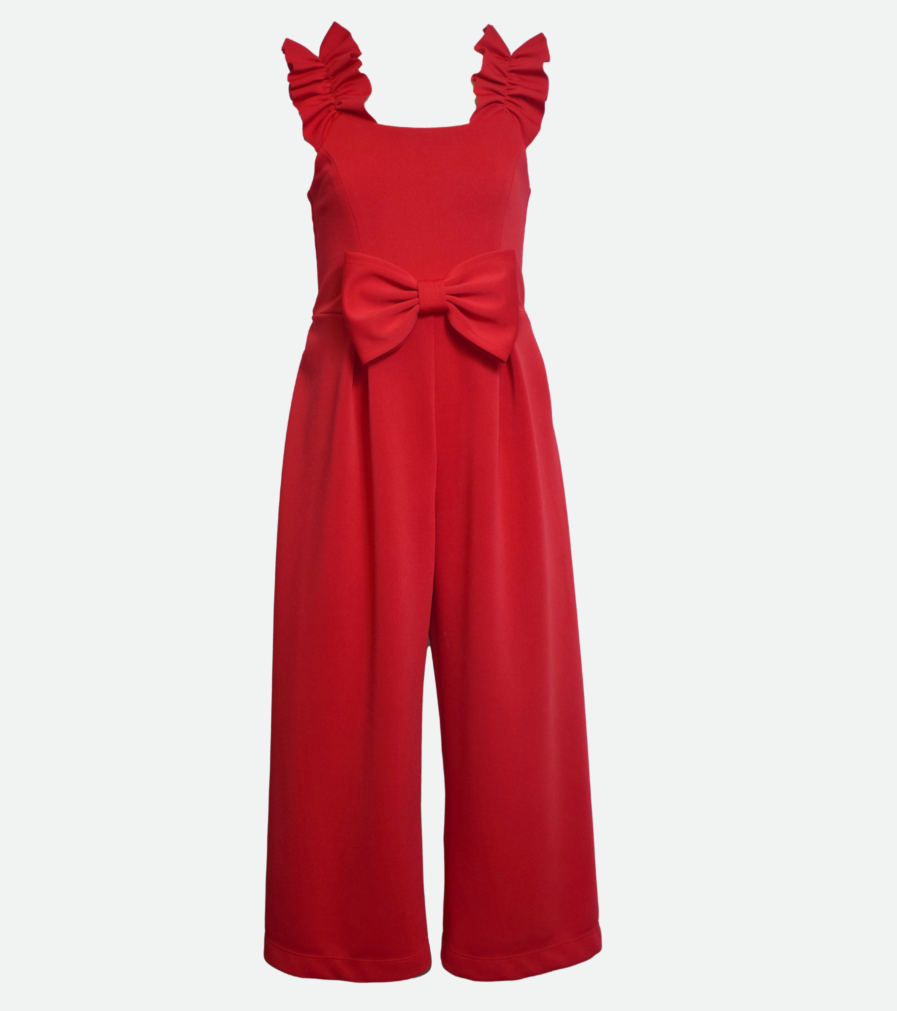 Christmas Outfits for Tween Girls Red Jumpsuit with Bow