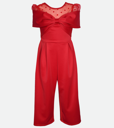 Christmas outfit for tween girls red jumpsuit with bow