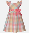 Easter dress for girls in pastel plaid with bow