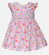 Easter Dresses for Girls floral print with bunny smocking