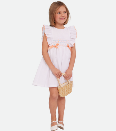 Easter Dresses for girls white smocked dress for baby girl with embroidered easter egg 