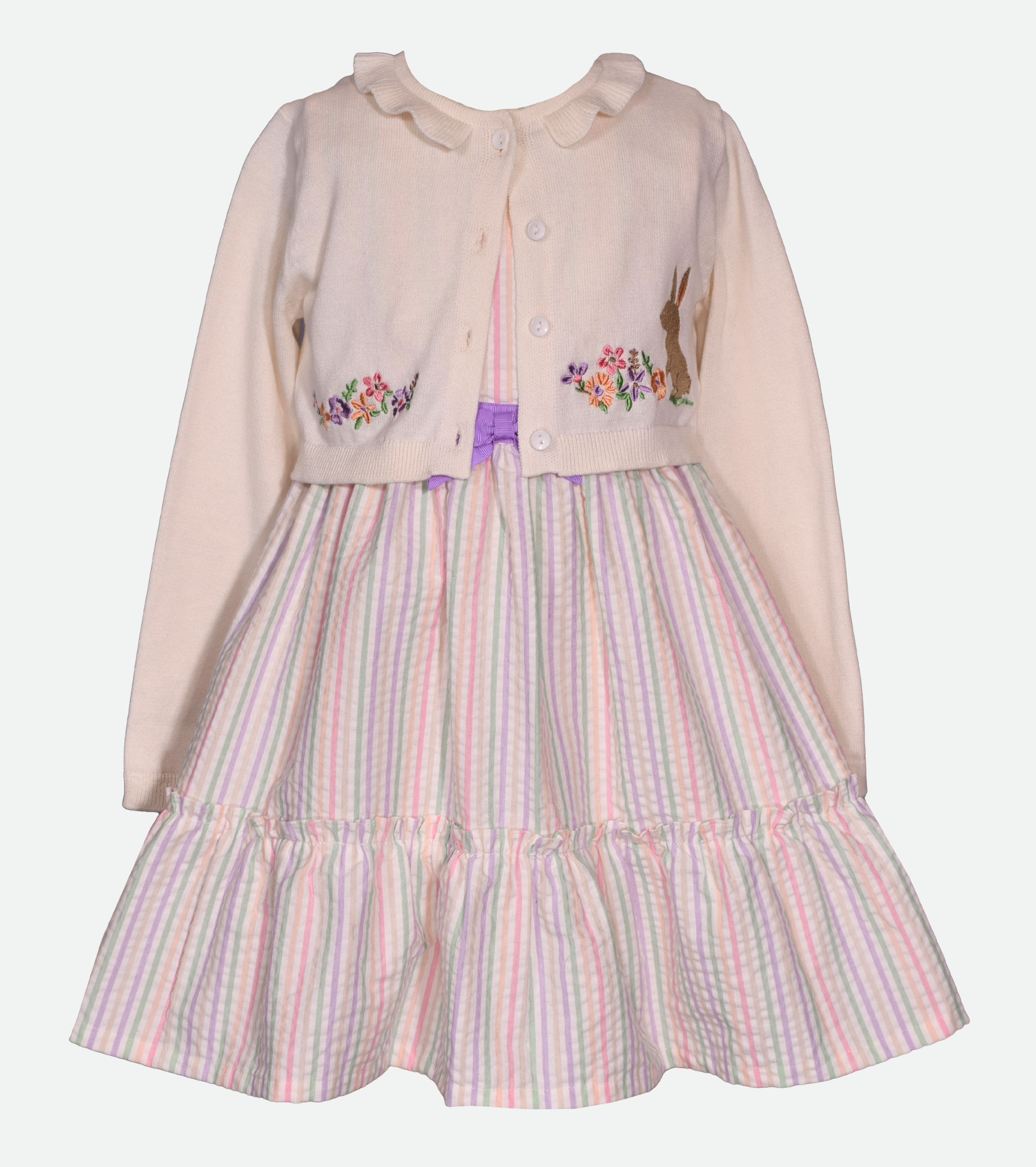 Girls Easter Dress with Bunny Cardigan