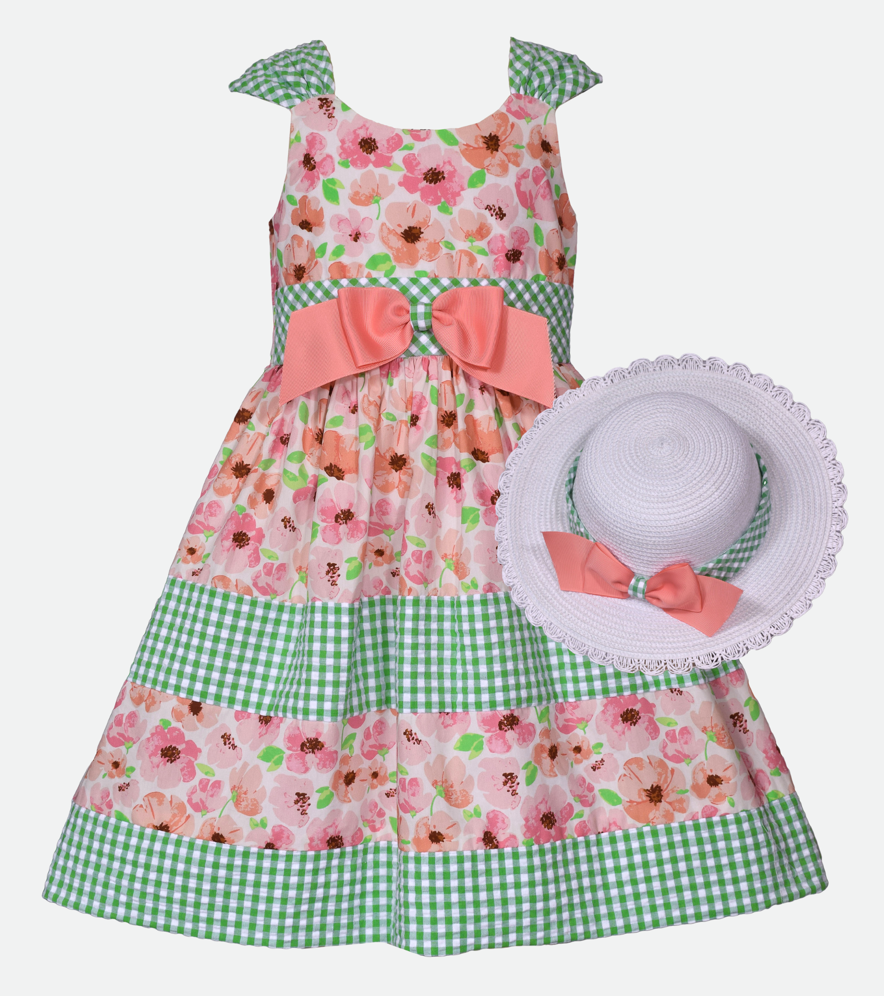 Easter Dresses for Girls Green Floral with Hat