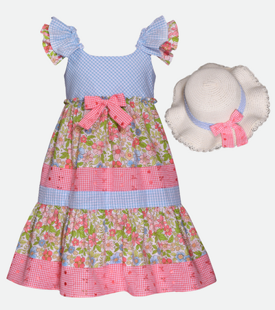 Easter Dresses for Girls sundress with hat floral print dress for girls
