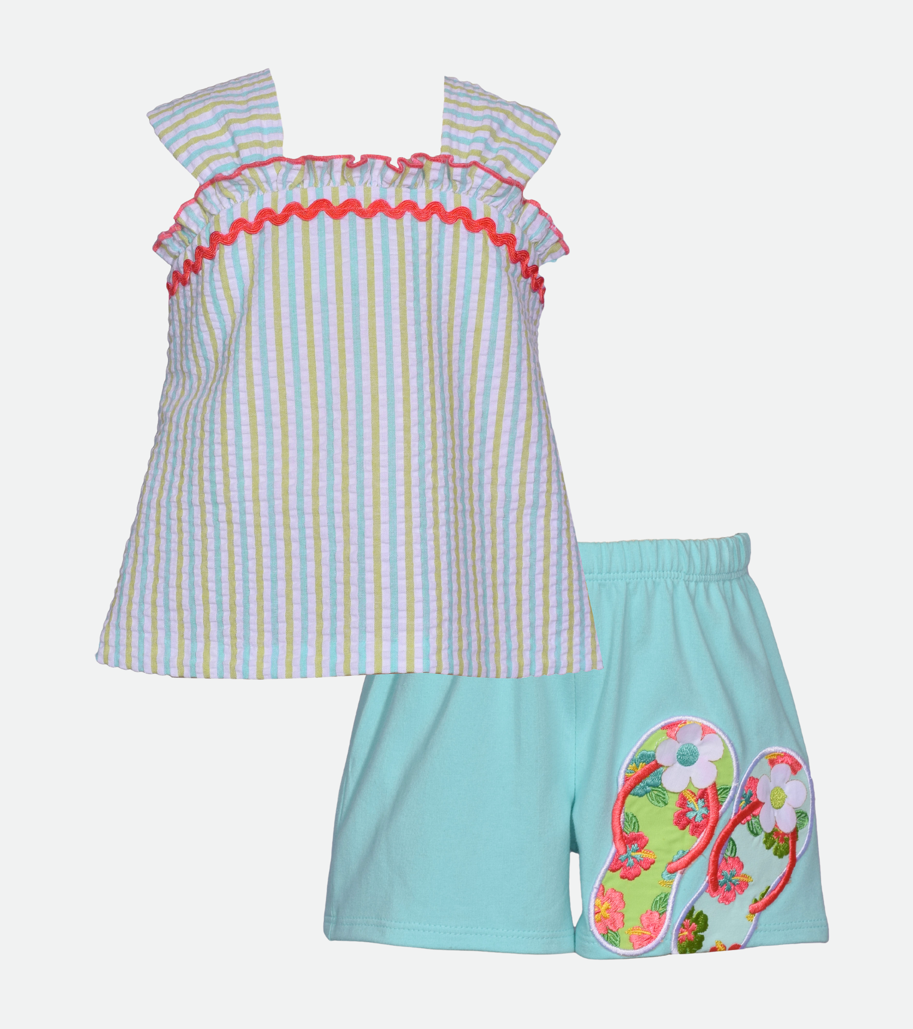 Flip Flop Summer Short Set for Girls Beach Outfit Set
