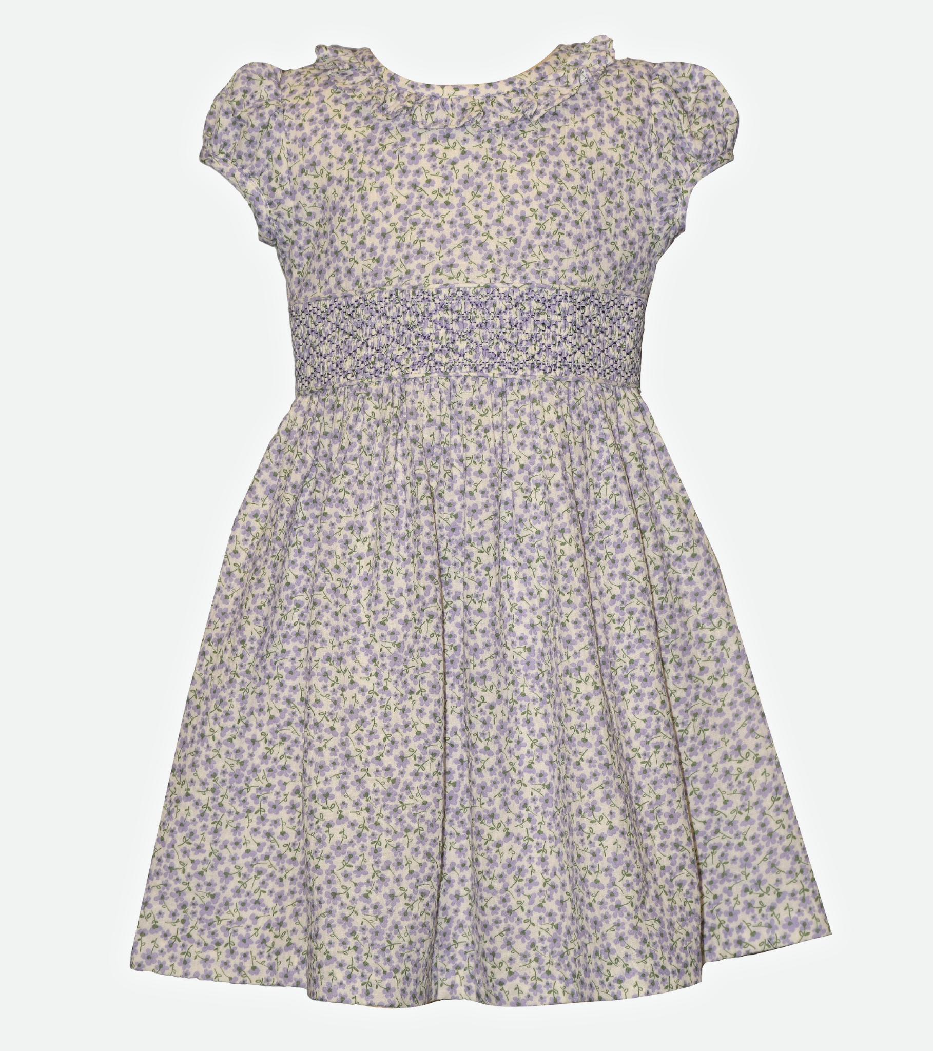 Floral Smocked Dress for Girls in Lavender 