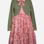 Hailey Floral Chiffon Dress with Cardigan - Image 
