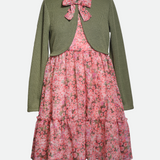 Hailey Floral Chiffon Dress with Cardigan - Image 