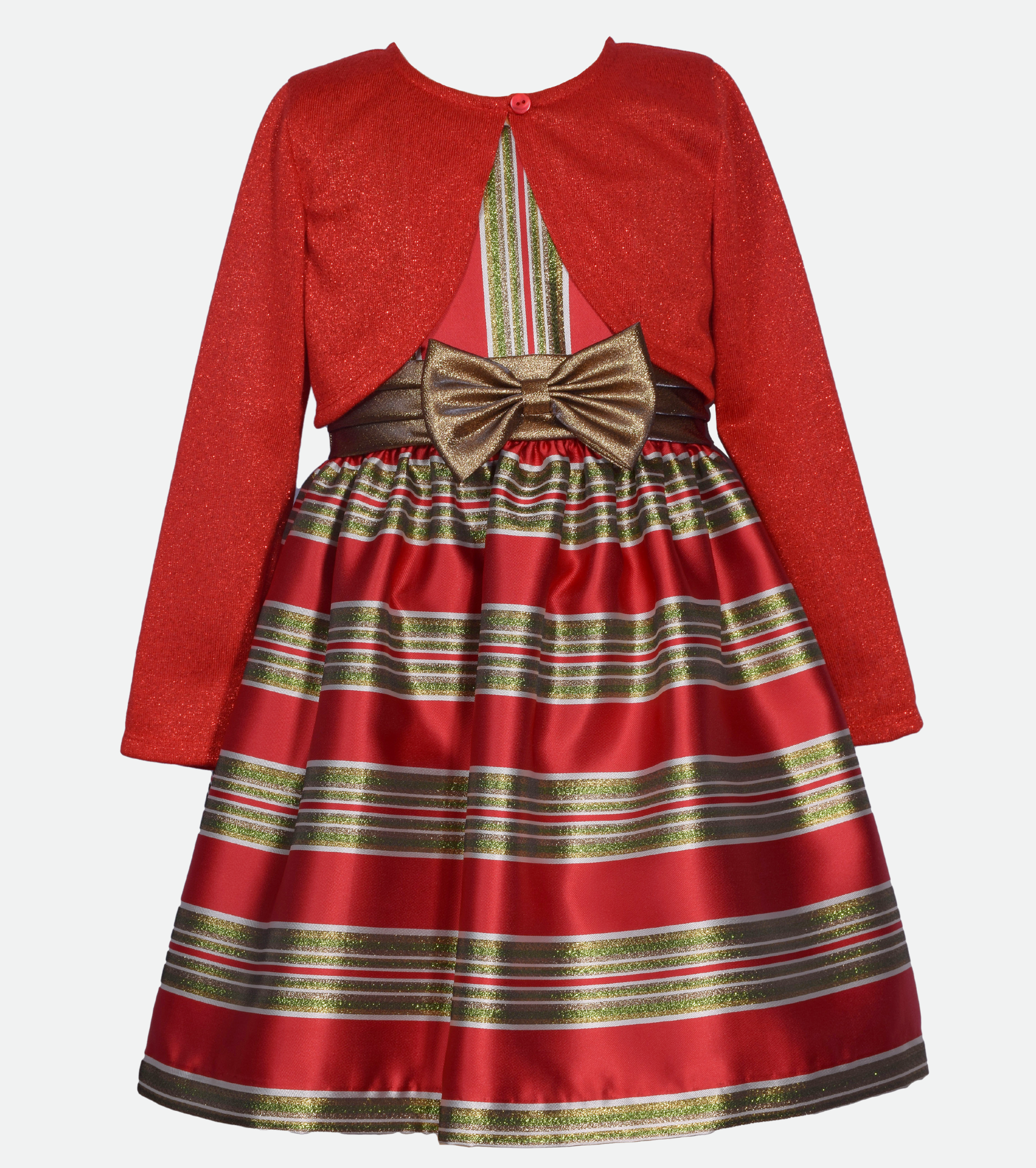 Bonnie Jean Christmas Dress with Red Cardigan for Baby Toddler Little and Big Girls