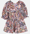 Girls fall floral dress with dolman sleeves and vintage inspired floral print