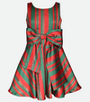 christmas dresses for tween girls red and green jacquard stripes