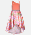 floral high low tween party dress for girls in peach