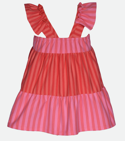 Pink striped sundress for little girls