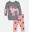 Little girls matching sister outfit pink poodle sweater and legging set