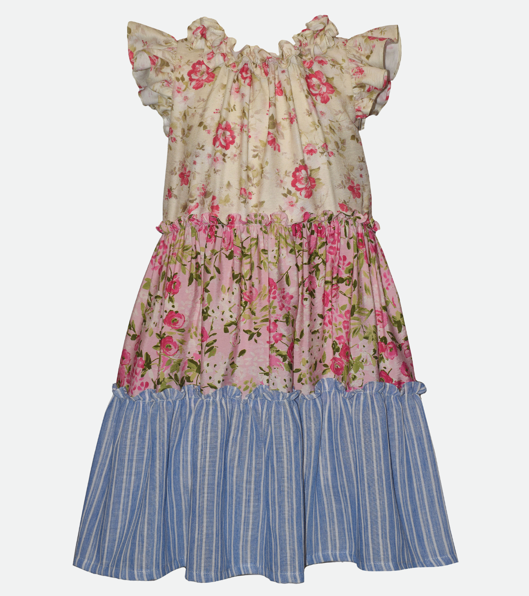 Mixed Print Floral Dress for Girls