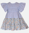 blue floral sundress for little girl mixed print