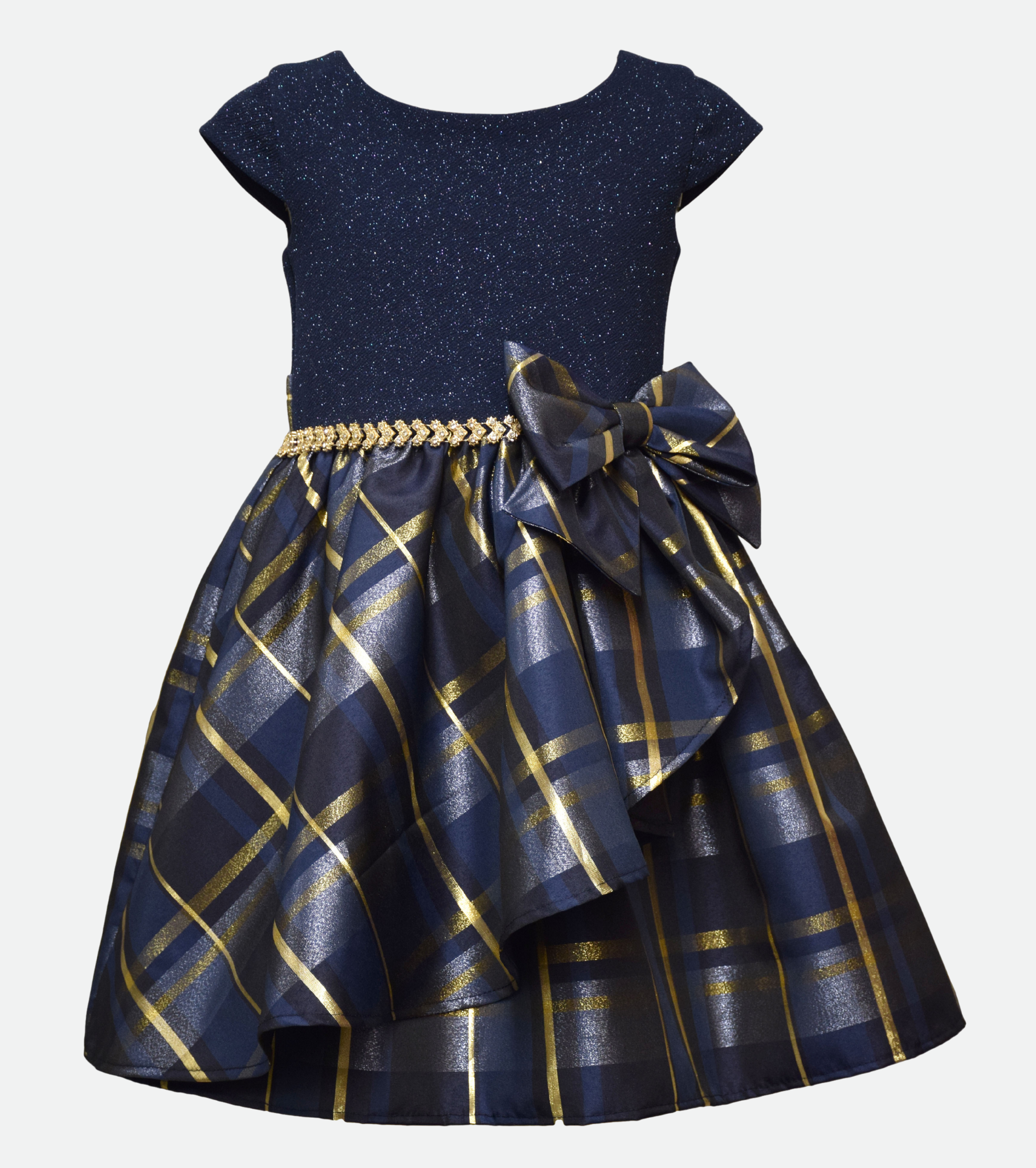 Blue Christmas Dress for Girls Plaid Print
