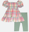 Easter Outfit Sets for Girls with seersucker plaid top and leggings set
