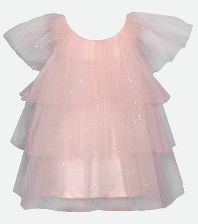 Pink tulle party dress for baby girl sparkle party dress for baby girl