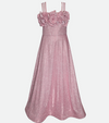 Ball gown for girls in pink sparkle knit 