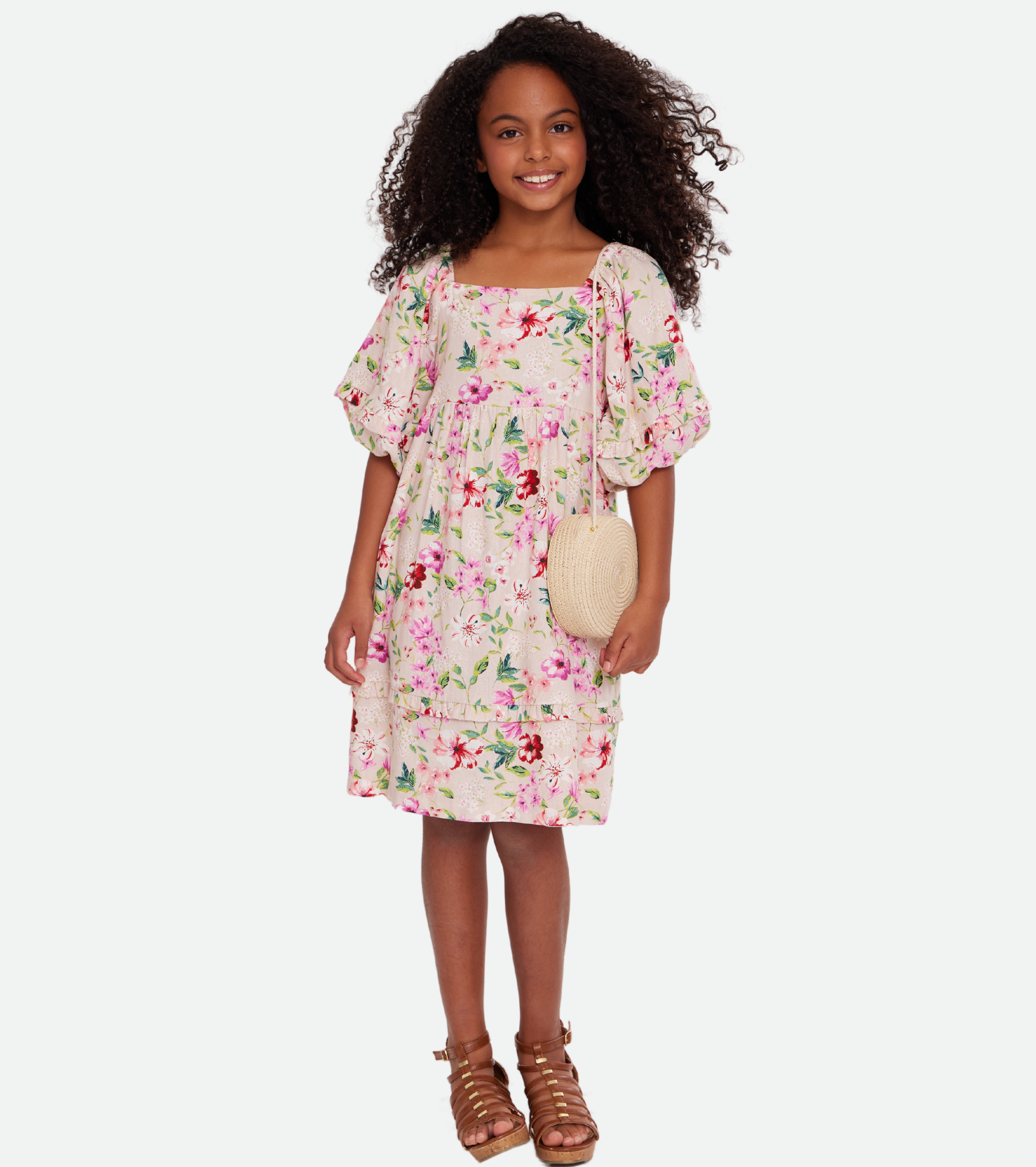 Mary Floral Dress with Purse