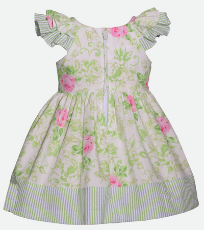 Easter dress for baby girl with headband green floral
