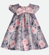 Baby girls party dress with rose print in pink