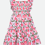 Georgia Smocked Peach Dress - Image 