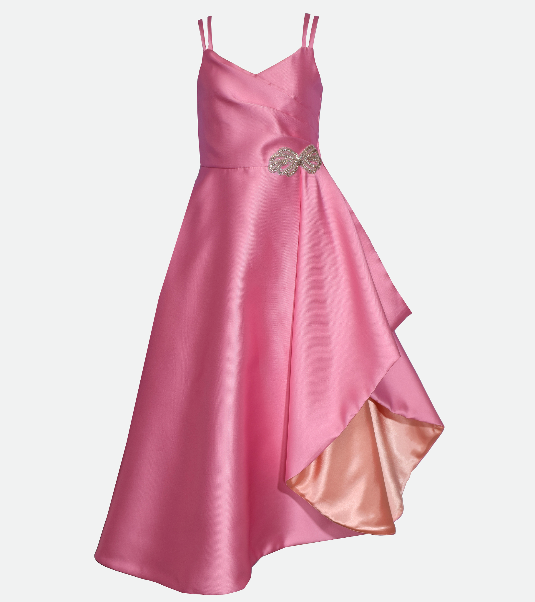 Pink Gown for Tween Girls with cascade skirt