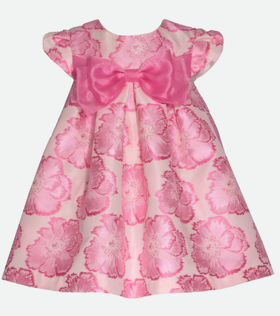 Baby Girl Party Dress pink floral with big pink bow