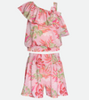 Pink floral short set for girls outfit set for tween girls