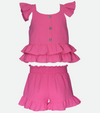 Pink short set for girls ruffle top and short set